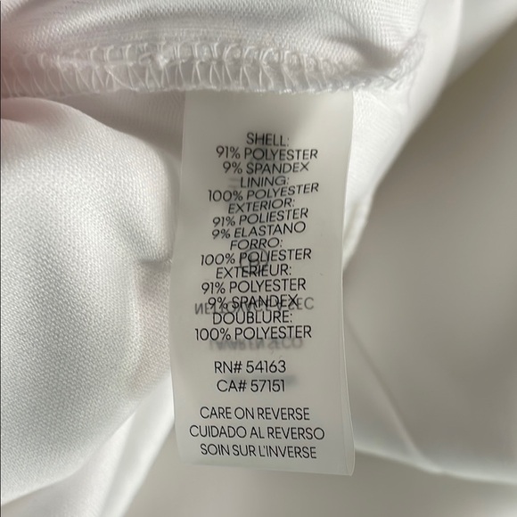 Calvin Klein White Ruffle Neck Midi Dress Women's 2 Cocktail Summer Gold Zipper - Picture 8 of 8